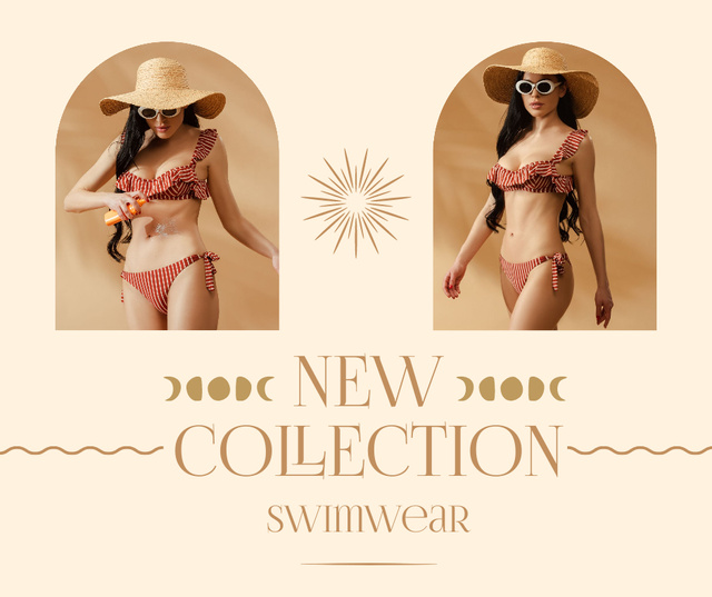 Swimwear Collection Ad with Woman Facebook Modelo de Design