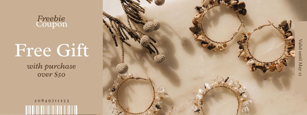 Stylish Bracelets on Beige Coupon Design Template