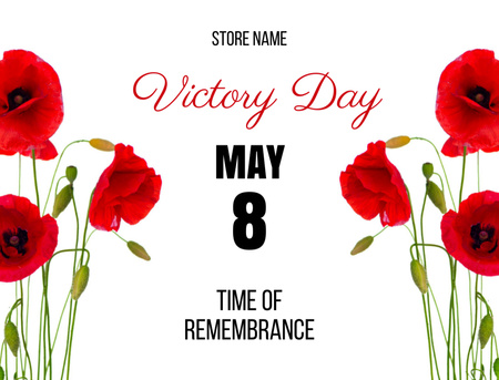 Time of Remembrance on Victory Day Postcard 4.2x5.5in Design Template