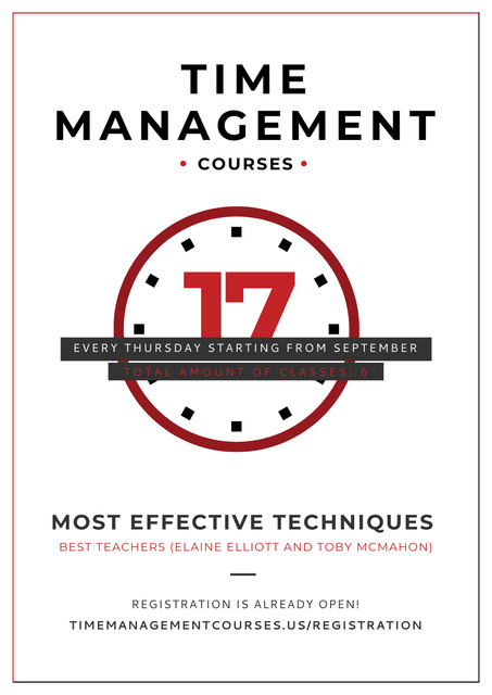 Ontwerpsjabloon van Poster van Time management courses
