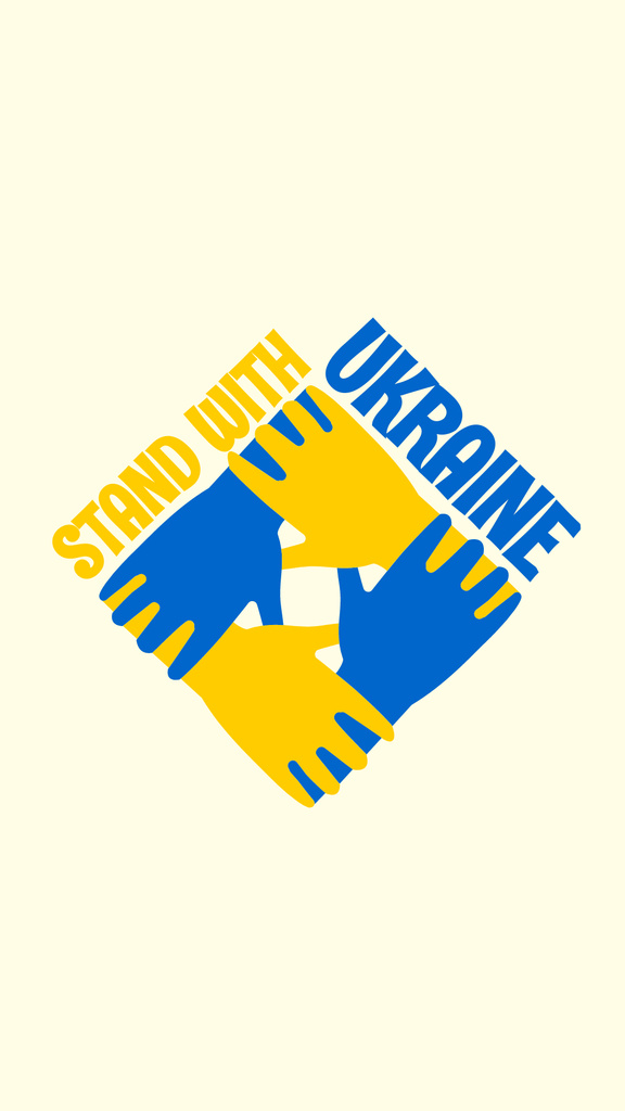 Hands colored in Ukrainian Flag Colors Instagram Story – шаблон для дизайна