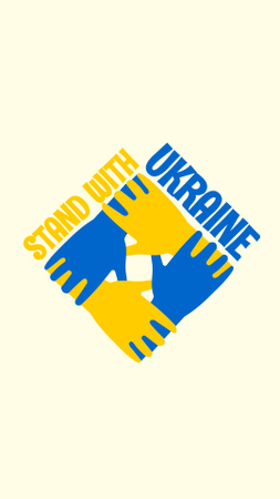 Plantilla de diseño de manos coloreadas en colores de bandera ucraniana Instagram Story 