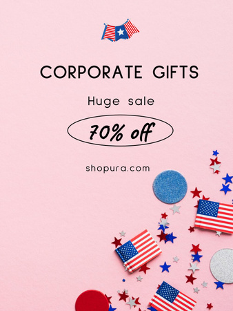 USA Independence Day Sale Announcement Poster US Design Template