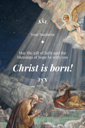 Angel In Sky At Christmas Postcard 4x6in Vertical Design Template