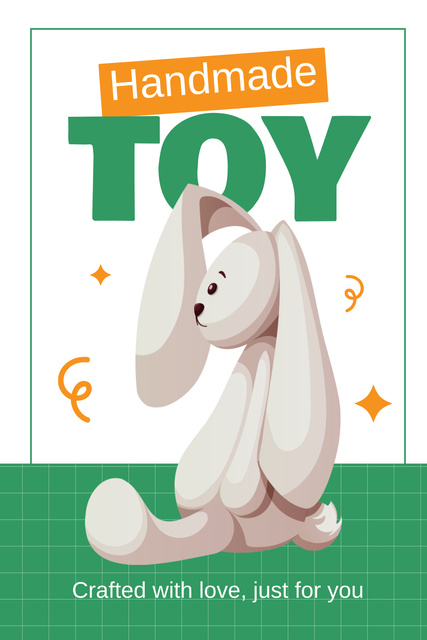 Advertising Handmade Toys with Cute Bunny Pinterest Modelo de Design