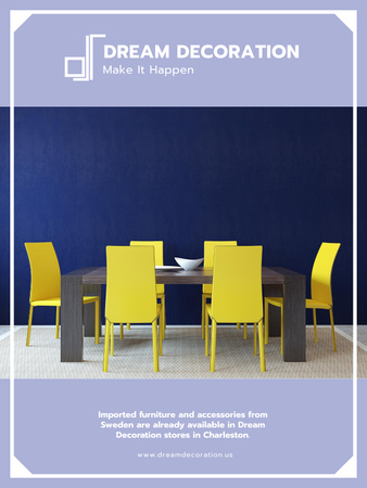 Design Studio Ad Kitchen Table in Yellow and Blue Poster US Design Template