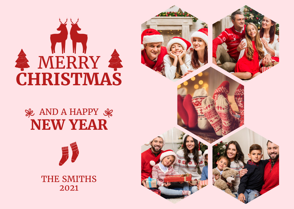 Modèle de visuel Family celebrating Christmas Holiday - Card