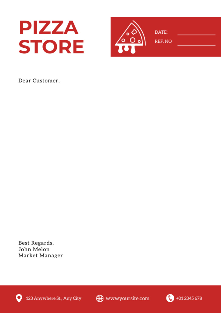 Template di design Pizzeria Offer on Red and White Letterhead