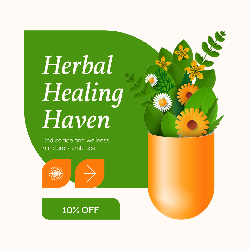 Herbal Healing With Capsules At Reduced Costs Instagram AD – шаблон для дизайна