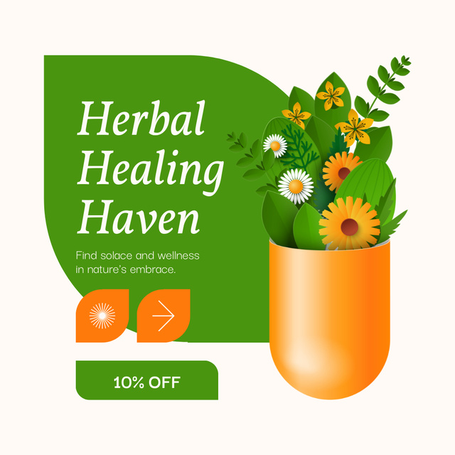 Herbal Healing With Capsules At Reduced Costs Instagram AD Design Template