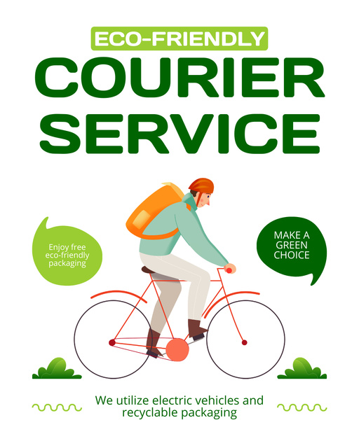 Eco-Friendly Courier Services Proposition on Green Instagram Post Vertical Design Template