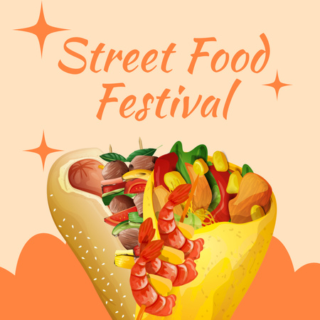 Modèle de visuel Street Food Festival Announcement with Snacks - Instagram