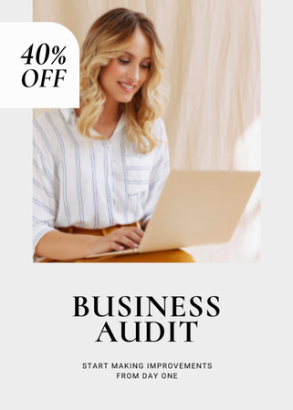 Business Audit Services Ad Confident Businesswoman Flayer Design Template