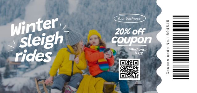 Designvorlage Winter Discount on Sleigh Rides Tours für Coupon Din Large