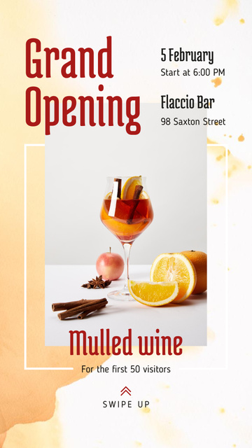 Ontwerpsjabloon van Instagram Story van Bar Grand Opening Announcement Glass with Mulled Wine