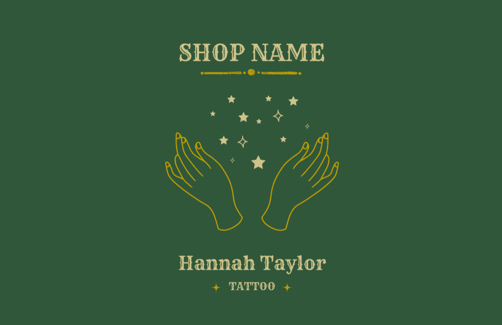 Tattoo Artists Shop Offer With Contacts Business Card 85x55mm Πρότυπο σχεδίασης