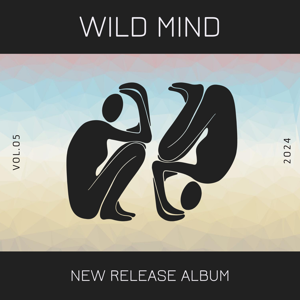 Wild Mind Music Album Cover with people silhouettes Album Coverデザインテンプレート
