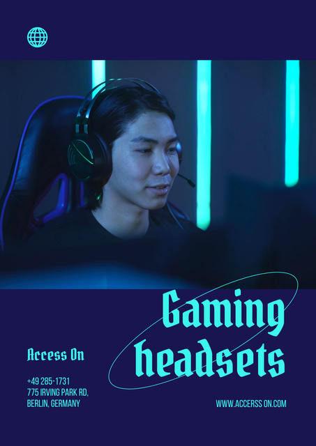 Plantilla de diseño de Gaming Headsets Sale Offer Poster 