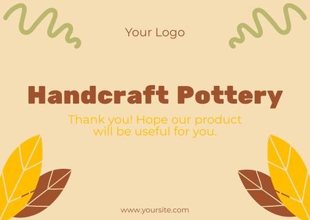 Pottery Store Thank You Message Card Design Template