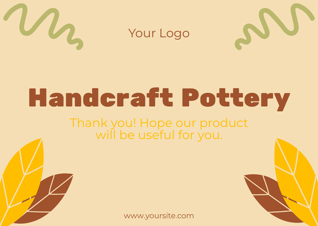 Pottery Store Thank You Message Card Design Template
