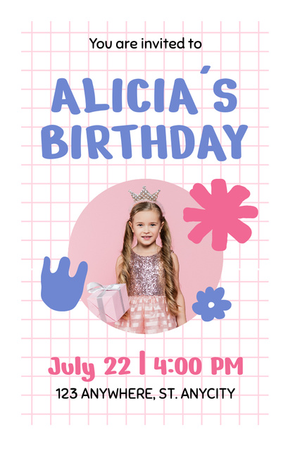 Birthday of Little Princess Invitation 4.6x7.2in Modelo de Design