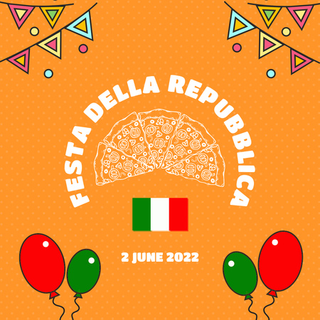Sarjakuva kuvitettu Italian kansallispäivän oranssi Instagram Design Template