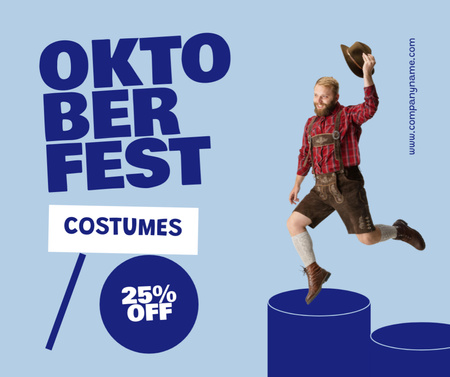 Joyful Costumes For Oktoberfest Celebration With Discount Offer Facebook Design Template