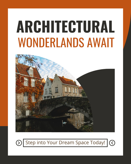 Architectural Services with Beautiful Buildings in Town Instagram Post Vertical Design Template