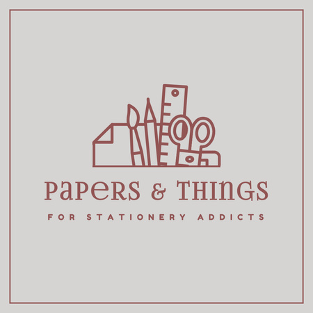 Papers & Things - Stationery Shop Logo Logo Šablona návrhu
