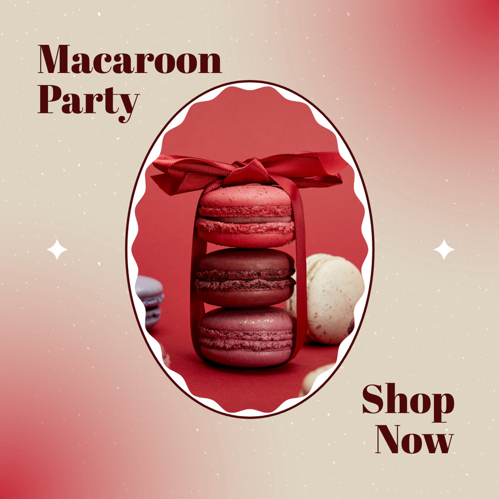 Macaroons Offer Red and Beige Instagramデザインテンプレート
