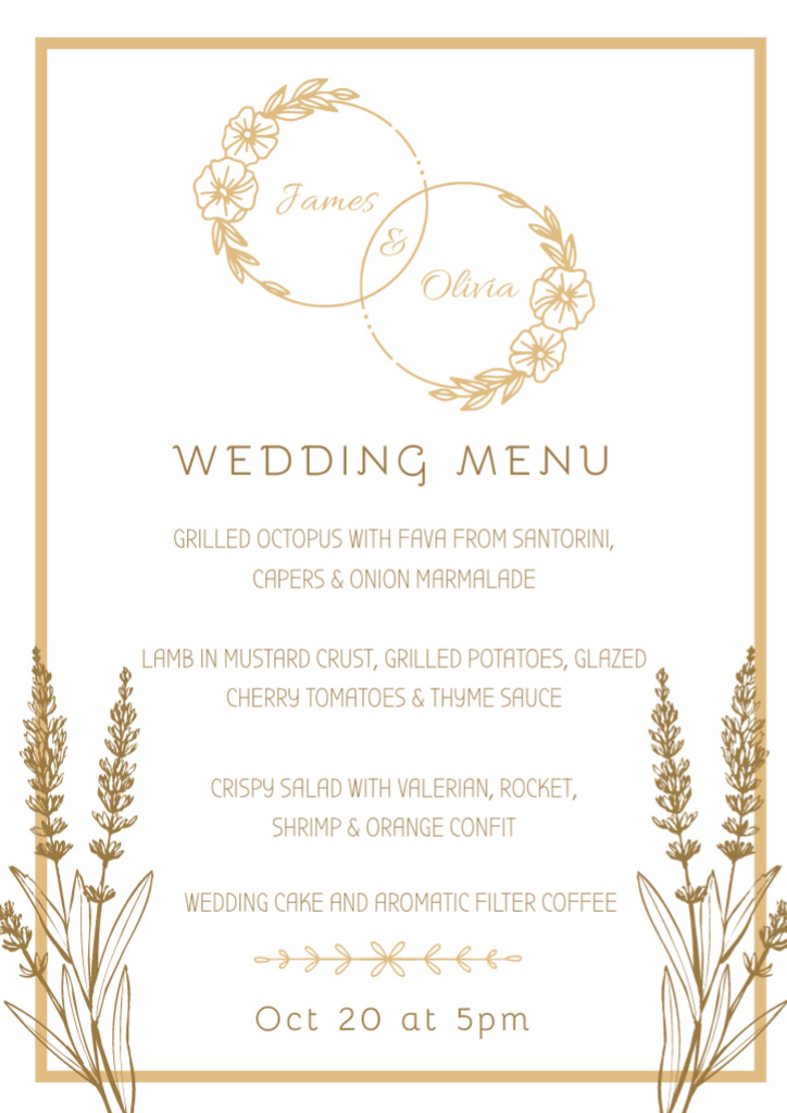 Designvorlage Light Neutral Wedding Food List für Menu