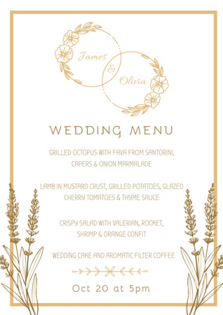 Light Neutral Wedding Food List Menu Design Template