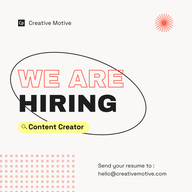Designvorlage Hiring of Content Creator für Instagram