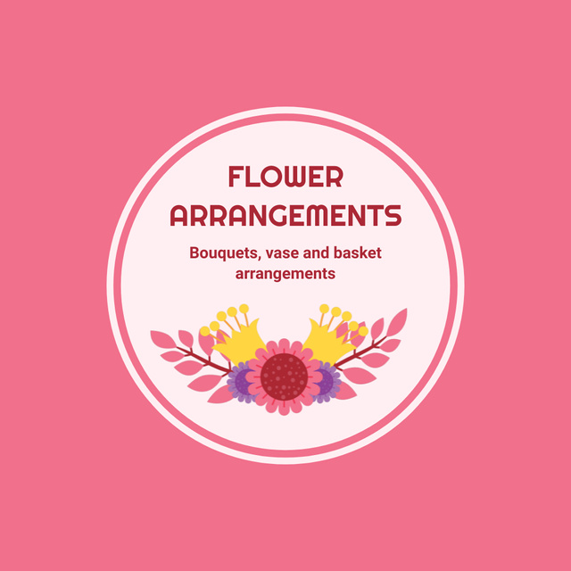 Floral Services Logo with Flowers in Round Frame Animated Logo Šablona návrhu