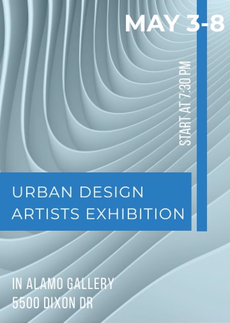 Ontwerpsjabloon van Invitation van Urban Design Artists Exhibition Announcement on Blue
