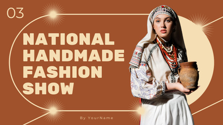 Ukrainian Woman in Traditional Clothing Holding Clay Pot Youtube Thumbnail Design Template
