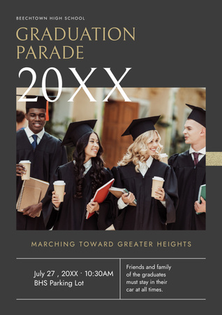 Graduation Parade Announcement on Grey Poster Design Template