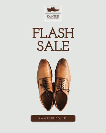 Fashion Sale with Stylish Male Shoes Poster 16x20in Design Template