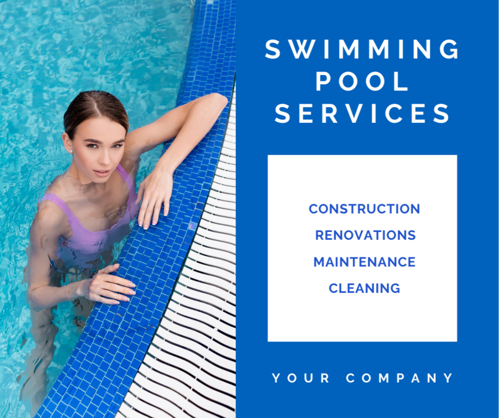 Pool Maintenance Company Service Facebook Design Template