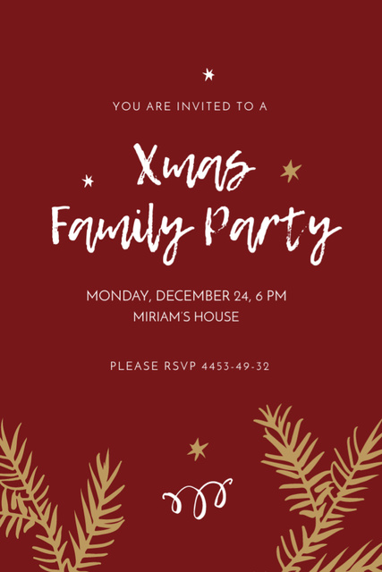 Christmas Party Family Having Dinner Invitation 6x9in Design Template