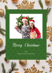 Personal Christmas Cheers from Couple With Fir Tree