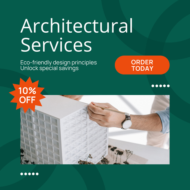 Architectural Services Ad with Mockup of Building Instagram AD Design Template