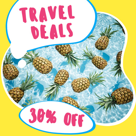 Travel Offer with Pineapples in Pool Instagram Design Template