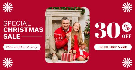 Christmas Sale for Family and Kids Red Facebook AD Design Template