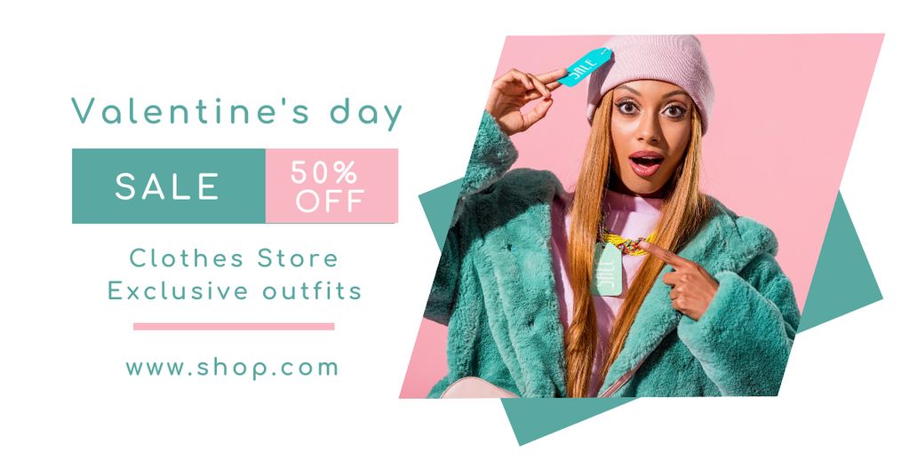 Offer Discount on Exclusive Outfits for Valentine's Day Facebook AD Design Template