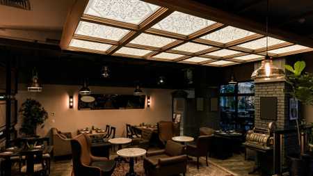 Authentic Design of Cafe lounge Zoom Background Tasarım Şablonu