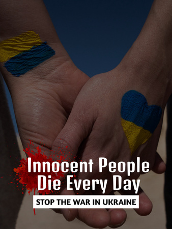 Modèle de visuel Arrêtez la guerre en Ukraine avec les mains - Poster US
