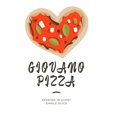 Heart-Shaped Pizza for restaurant promotion Logo 1080x1080pxデザインテンプレート