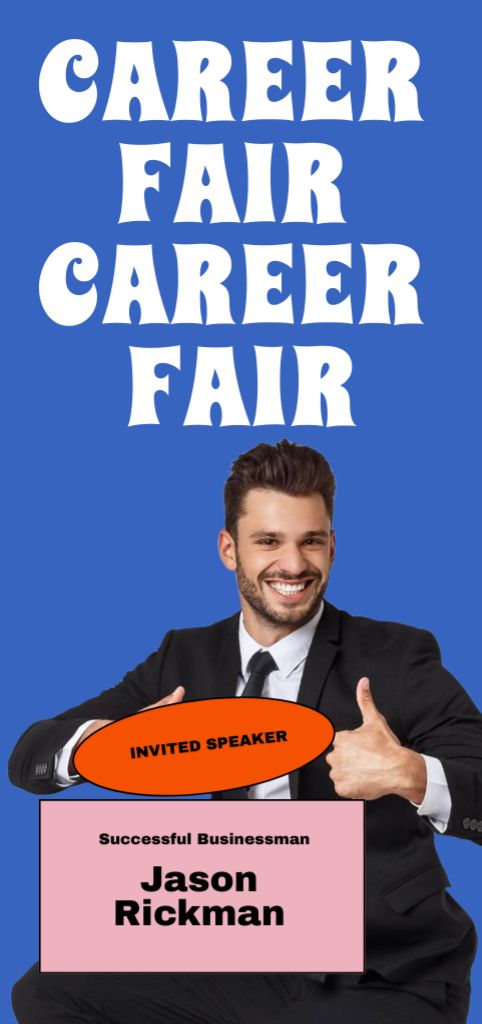 Career Fair Announcement with Happy Businessman Flyer DIN Large Design Template