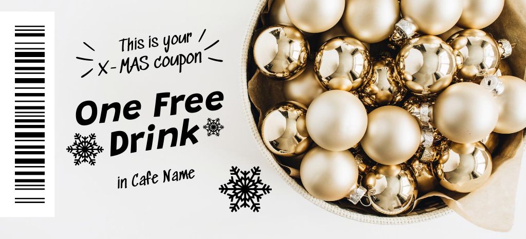 Free X-Mas Drink Offer Coupon 3.75x8.25inデザインテンプレート